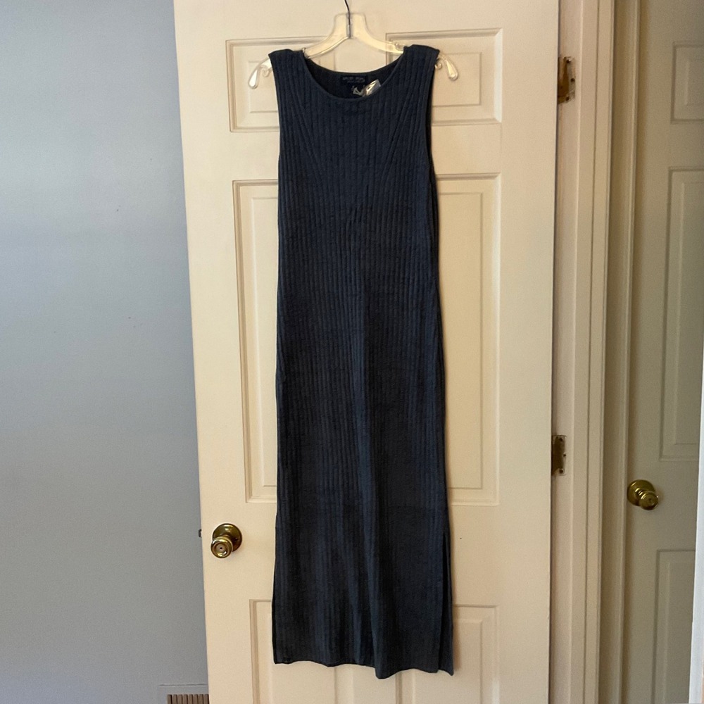 Barefoot Dreams CozyChic Ultra Lite Rib Column Maxi Dress Stargazer Blue M NWT